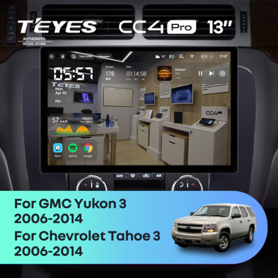 Штатная магнитола Teyes CC4 Pro 8/128 Chevrolet Tahoe (2006-2014) (13") (Черная)