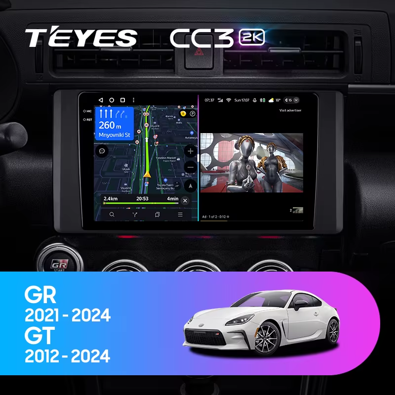 Штатная магнитола Teyes CC3 2K 6/128 Toyota GR 86 ZN8 GT 86 ZN6 (2012-2024)