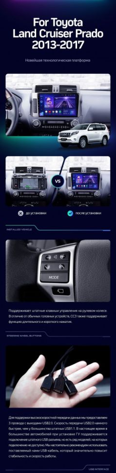 Штатная магнитола Teyes CC3 2K 6/128 Toyota Land Cruiser Prado 150 (2013-2017)