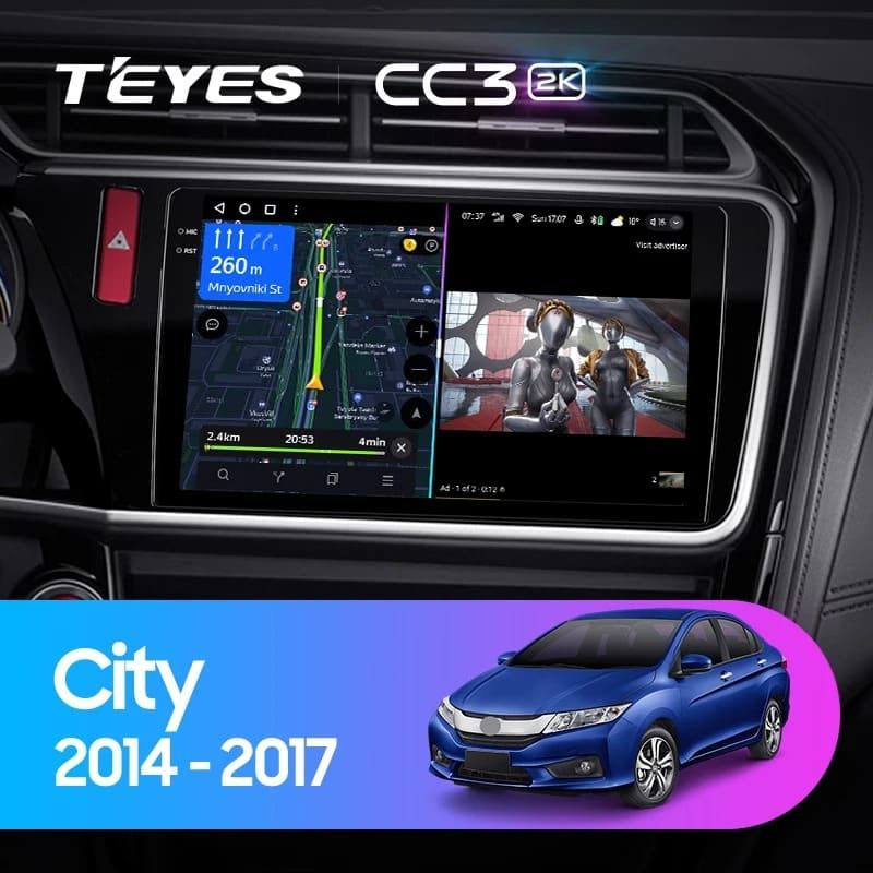 Штатная магнитола Teyes CC3 2K 4/32 Honda City (2014-2017) Тип-A