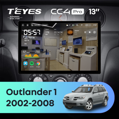 Штатная магнитола Teyes CC4 Pro 8/128 Mitsubishi Outlander 1 (2002-2008) F2 (13")