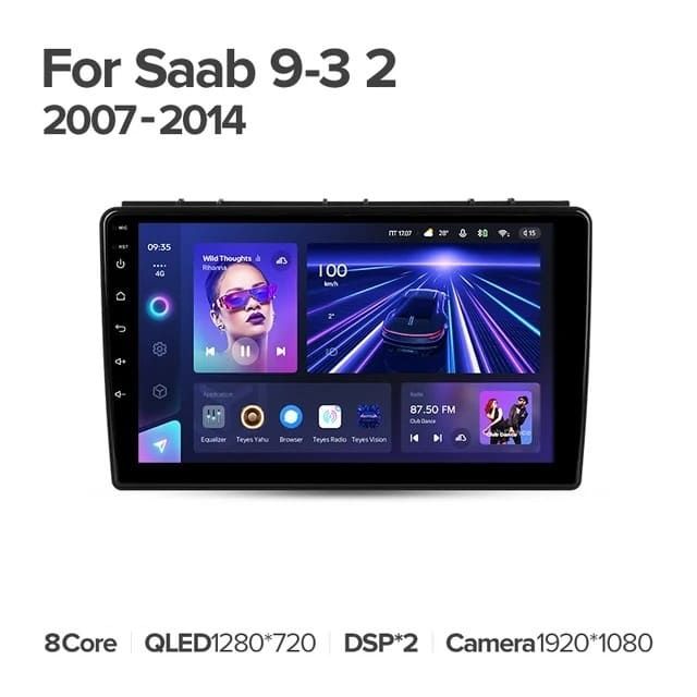 Штатная магнитола Teyes CC3 4/32 Saab 9-3 2 (2007-2014)