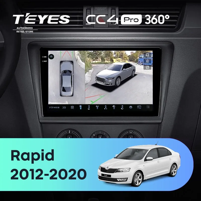 Штатная магнитола Teyes CC4 Pro 360 12/256 Skoda Rapid NH3 NH1 (2012-2020)