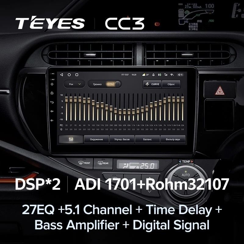 Штатная магнитола Teyes CC3 4/32 Toyota Aqua (2011-2017) Правый руль