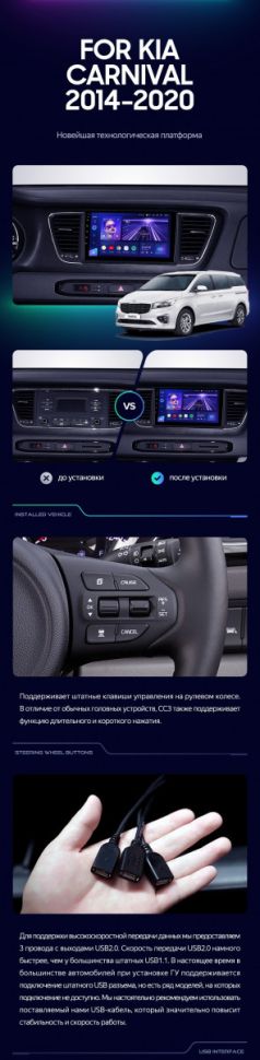 Штатная магнитола Teyes CC3 2K 4/64 Kia Carnival YP (2014-2021) F1 Тип-A