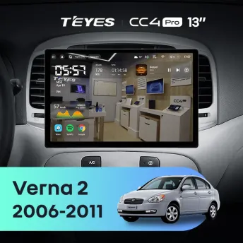 Штатная магнитола Teyes CC4 Pro 8/128 Hyundai Verna 2 (2006-2011) (13")