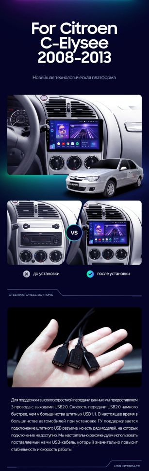Штатная магнитола Teyes CC3L 4/32 Citroen C-Elysee (2008-2013)