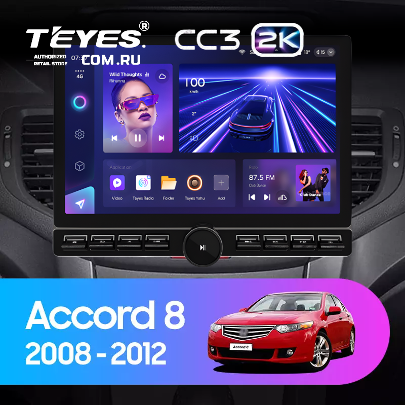 Штатная магнитола Teyes CC3 2K 6/128 Honda Accord 8 (2008-2012) (13" с кнопками)