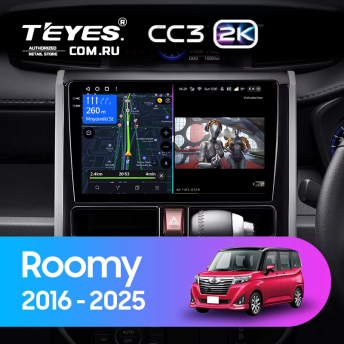 Штатная магнитола Teyes CC3 2K 4/32 Toyota Roomy (2016-2025) Правый руль