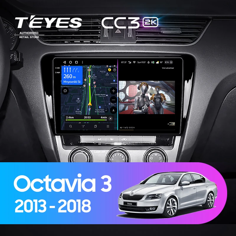 Штатная магнитола Teyes CC3 2K 4/32 Skoda Octavia 3 A7 (2013-2018) Тип-A