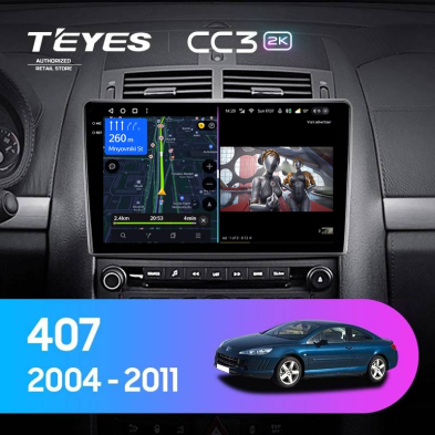 Штатная магнитола Teyes CC3 2K 360 6/128 Peugeot 407 (2004-2011) F2