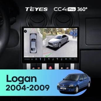 Штатная магнитола Teyes CC4 Pro 360 12/256 Renault Logan 1 (2004-2009) (11")