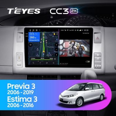 Штатная магнитола Teyes CC3 2K 360 6/128 Toyota Previa XR50 3 (2006-2019) Правый руль