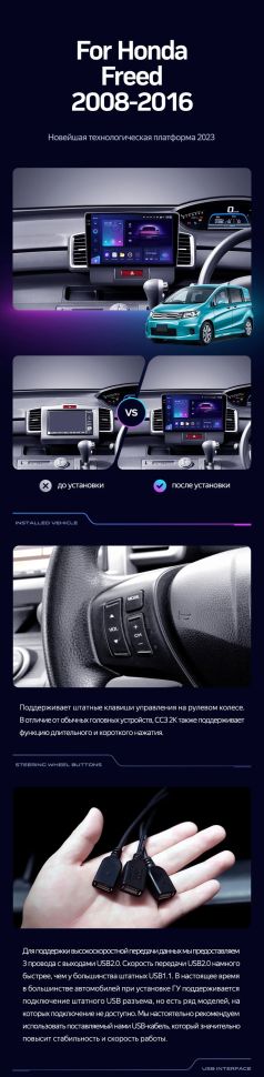 Штатная магнитола Teyes CC3 2K 6/128 Honda Freed 1 (2008-2016) Правый руль