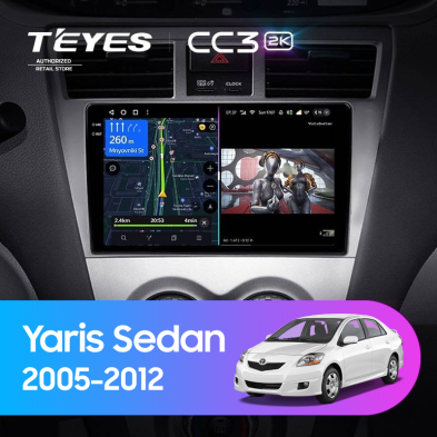 Штатная магнитола Teyes CC3 2K 360 6/128 Toyota Yaris Sedan (2005-2012)