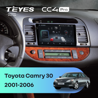 Штатная магнитола Teyes CC4 Pro 8/128 Toyota Camry 5 XV 30 (2001-2006) (черная)