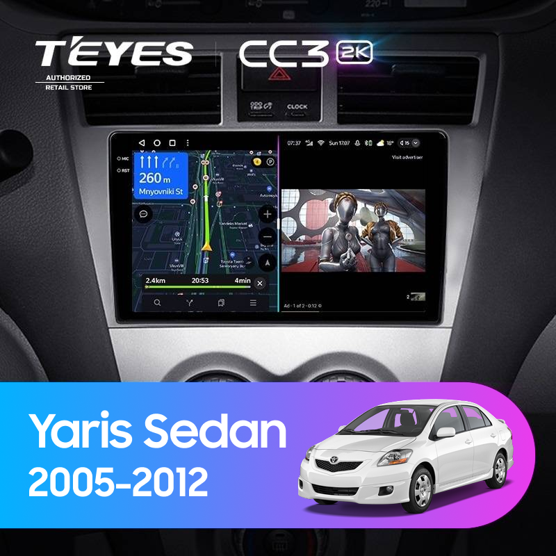 Штатная магнитола Teyes CC3 2K 4/32 Toyota Yaris Sedan (2005-2012)