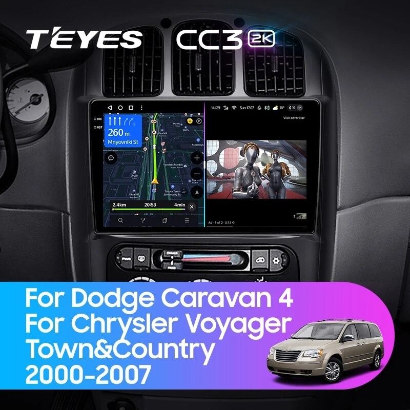 Штатная магнитола Teyes CC3 2K 4/64 Chrysler Town &amp; Country 4 RS (2000-2007) Тип-A