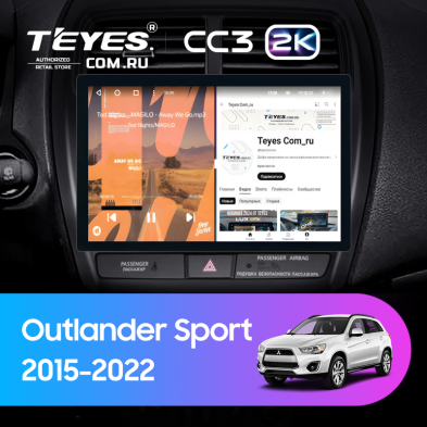 Штатная магнитола Teyes CC3 2K 4/32 Mitsubishi Outlander Sport (2015-2022) Тип-A (11")