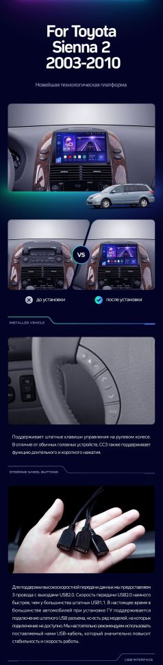 Штатная магнитола Teyes CC3 2K 6/128 Toyota Sienna 2 II XL20 (2003-2010)