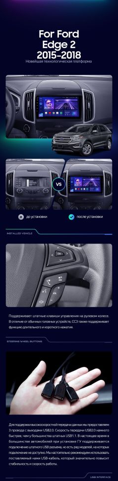 Штатная магнитола Teyes CC3 2K 4/32 Ford Edge 2 (2015-2018) F2