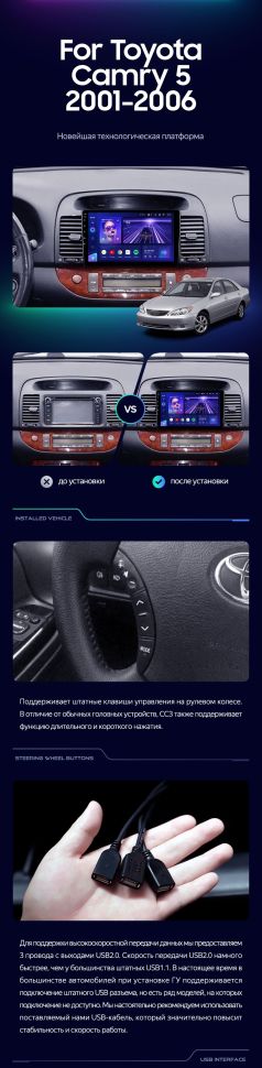 Штатная магнитола Teyes CC3L 4/32 Toyota Camry 5 XV 30 (2001-2006) Тип-A