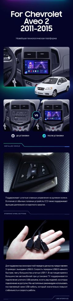 Штатная магнитола Teyes CC3 6/128 Chevrolet Aveo 2 (2011-2015)