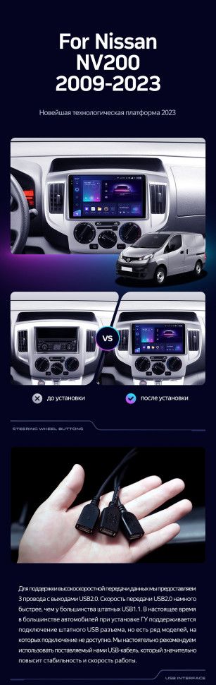 Штатная магнитола Teyes CC3L 4/64 Nissan NV200 M20 (2009-2023)