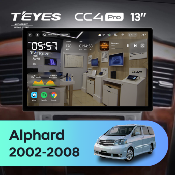 Штатная магнитола Teyes CC4 Pro 8/128 Toyota Alphard 1 H10 (2002-2005) F1 (13")