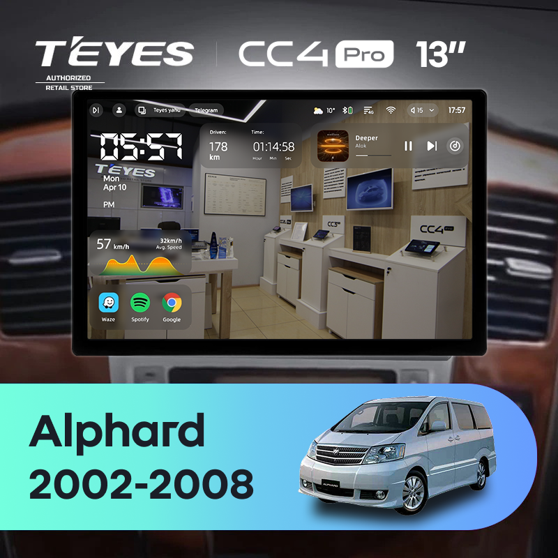 Штатная магнитола Teyes CC4 Pro 8/128 Toyota Alphard 1 H10 (2002-2005) F1 (13")