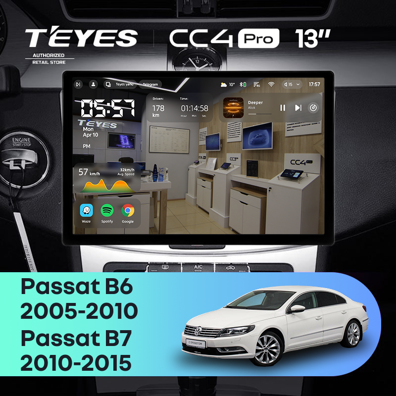 Штатная магнитола Teyes CC4 Pro 8/128 Volkswagen Passat 7 B7 (2010-2015) (13")
