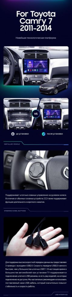 Штатная магнитола Teyes CC3L 4/32 Toyota Camry 7 XV 50 55 (2011-2014) F4
