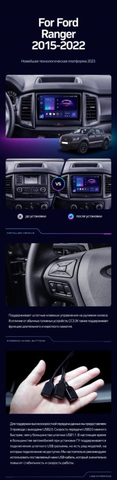 Штатная магнитола Teyes CC3 4/32 Ford Ranger P703 (2015-2022) Тип-B