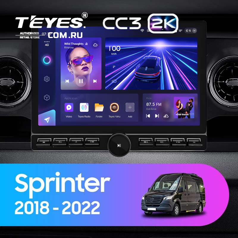 Штатная магнитола Teyes CC3 2K 6/128 Mercedes-Benz Sprinter (2018-2022) F1 (13" с кнопками)