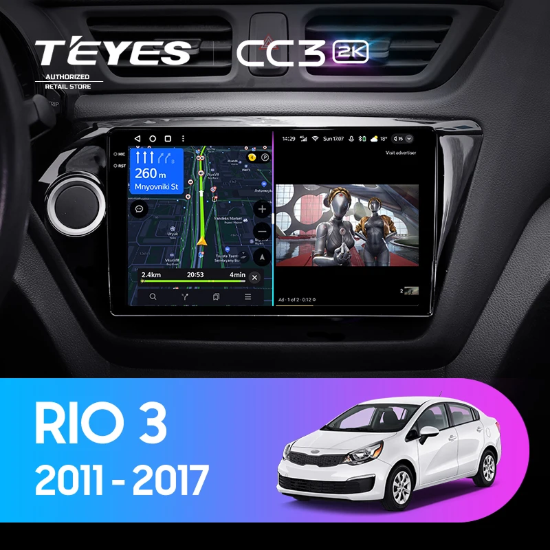 Штатная магнитола Teyes CC3 2K 360 6/128 Kia Rio 3 (2011-2017)