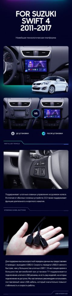 Штатная магнитола Teyes CC3 4/32 Suzuki Swift 4 (2011-2017)