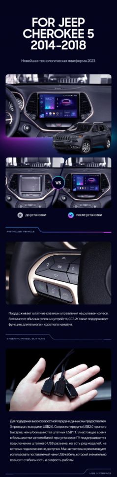 Штатная магнитола Teyes CC3 2K 6/128 Jeep Cherokee 5 KL (2014-2018)