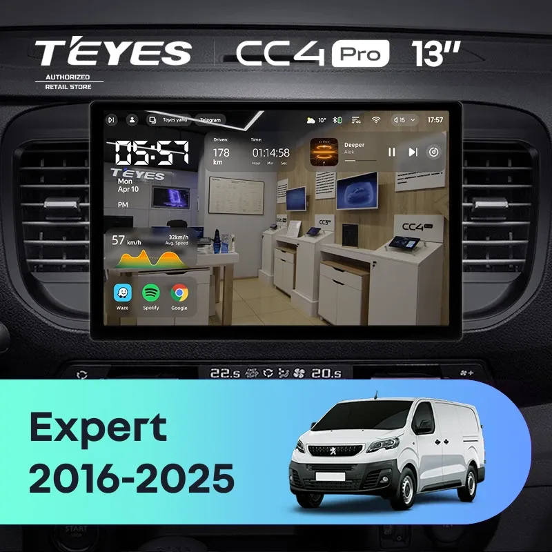 Штатная магнитола Teyes CC4 Pro 8/128 Peugeot Expert (2016-2025) (13")