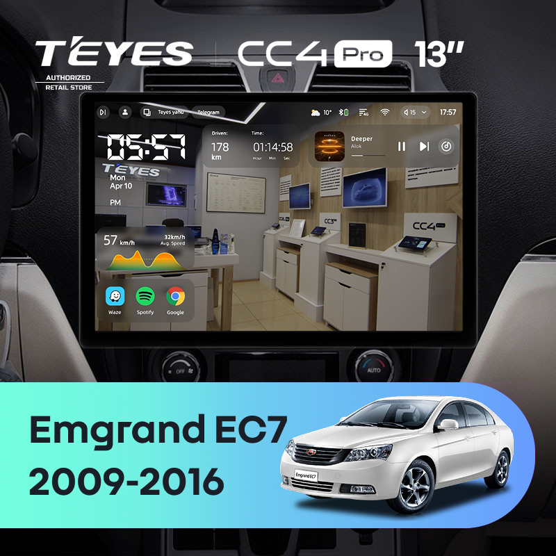 Штатная магнитола Teyes CC4 Pro 8/128 Geely Emgrand EC7 1 (2009-2016) (13")