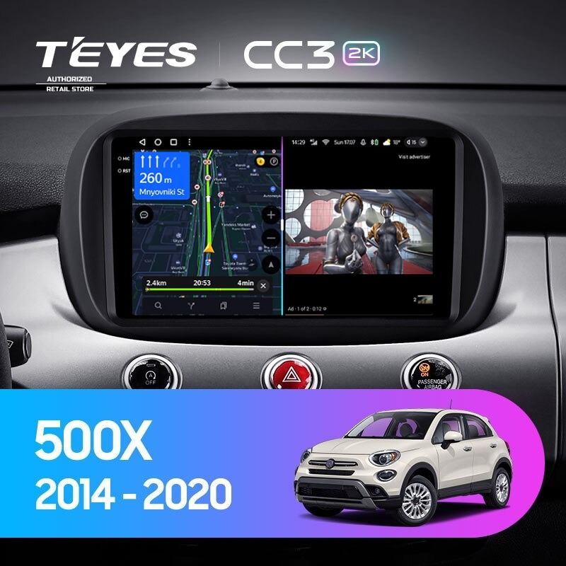 Штатная магнитола Teyes CC3 2K 360 6/128 Fiat 500X (2014-2020)