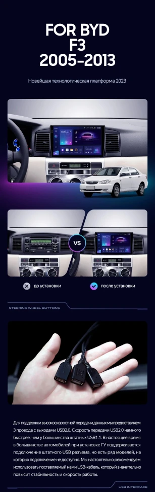 Штатная магнитола Teyes CC3 2K 6/128 BYD F3 (2005-2013)