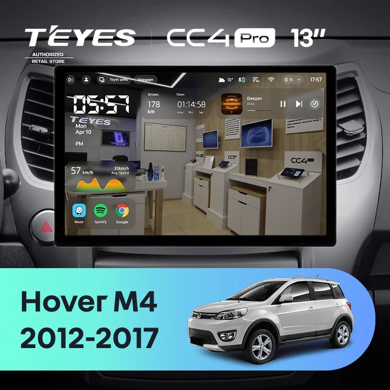 Штатная магнитола Teyes CC4 Pro 8/128 Great Wall Hover M4 (2012-2017) (13")