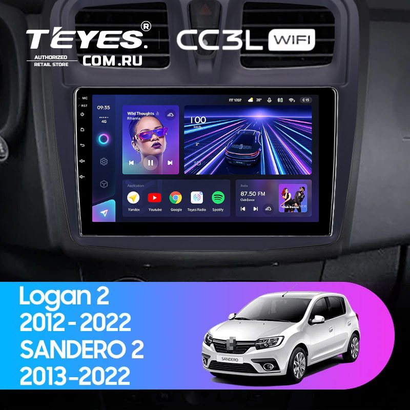 Штатная магнитола Teyes CC3L WiFi 2/32 Renault Logan 2 (2012-2022) F1 (10")