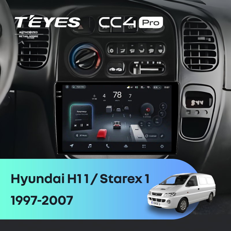 Штатная магнитола Teyes CC4 Pro 12/256 Hyundai H1 1 (1997-2007)