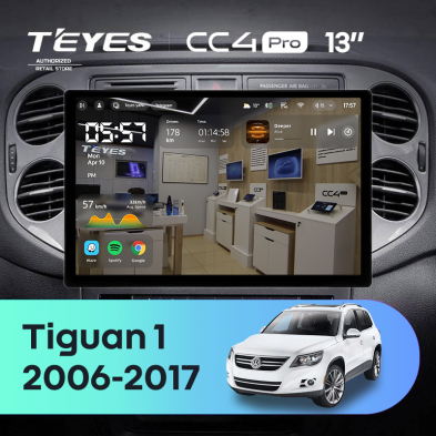 Штатная магнитола Teyes CC4 Pro 8/128 Volkswagen Tiguan 1 NF (2006-2017) F2 (13")