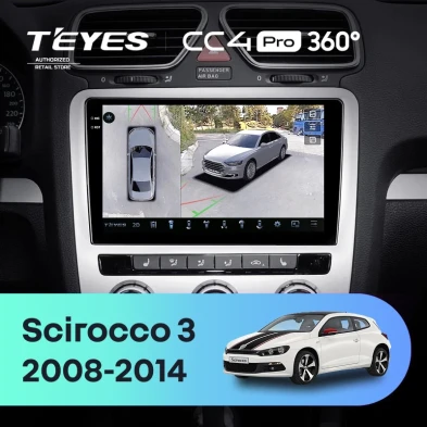 Штатная магнитола Teyes CC4 Pro 360 8/128 Volkswagen Scirocco 3 (2008-2014) F4 (Серая)