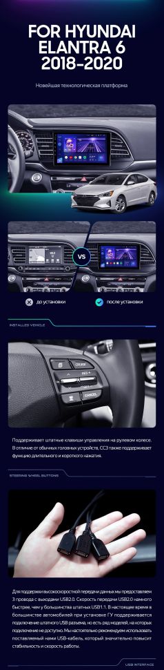 Штатная магнитола Teyes CC3L 4/32 Hyundai Elantra 6 (2018-2020) Тип-B