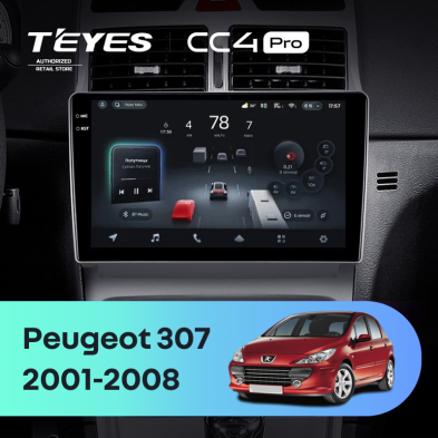 Штатная магнитола Teyes CC4 Pro 12/256 Peugeot 307 1 (2001-2008)