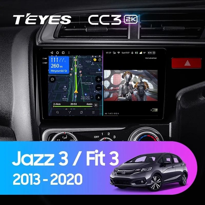 Штатная магнитола Teyes CC3 2K 4/32 Honda Jazz 3 (2015-2020) Тип-A Правый руль