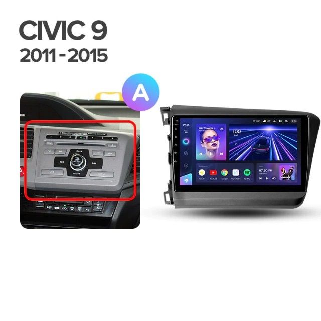 Штатная магнитола Teyes CC3 4/32 Honda Civic 9 FB FK FD (2011-2015)